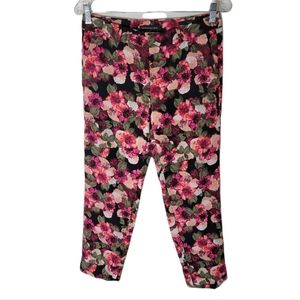 Banana Republic Avery floral ankle pants women's 2 petite mid rise slim career